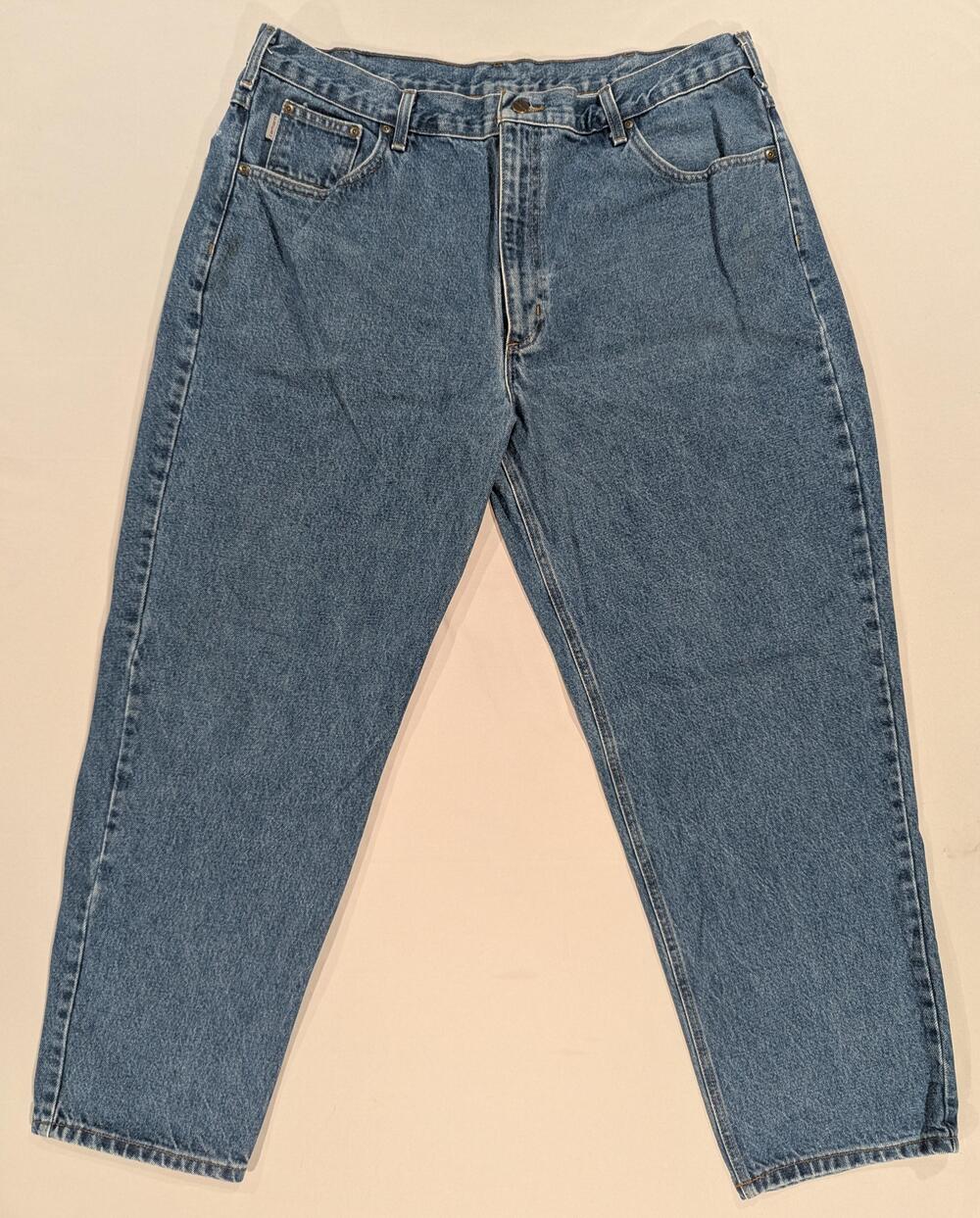 Carhartt Jeans Mens 42x30 Blue Med Wash Relaxed Tapered Denim B17-DST Workwear
